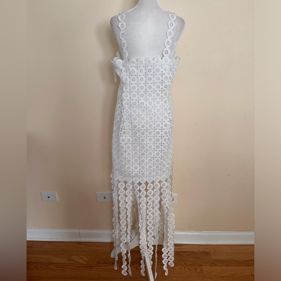 Jonathan Simkhai Jaycee Lace Fringe Midi Dress in White - Picture 7 of 15